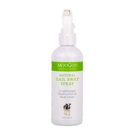 MooGoo Skincare Natural Tail Swat Body Spray Green packaged bottle with spray top.