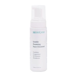 MooGoo white bottle Gentle Foaming Face Cleanser on white background